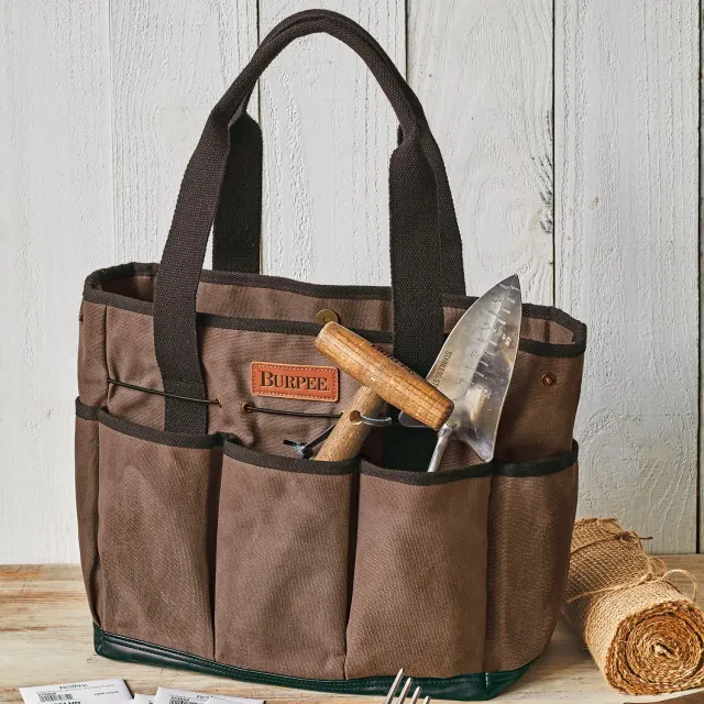 Burpee Waxed Canvas Garden Tote Bag Tool Tote