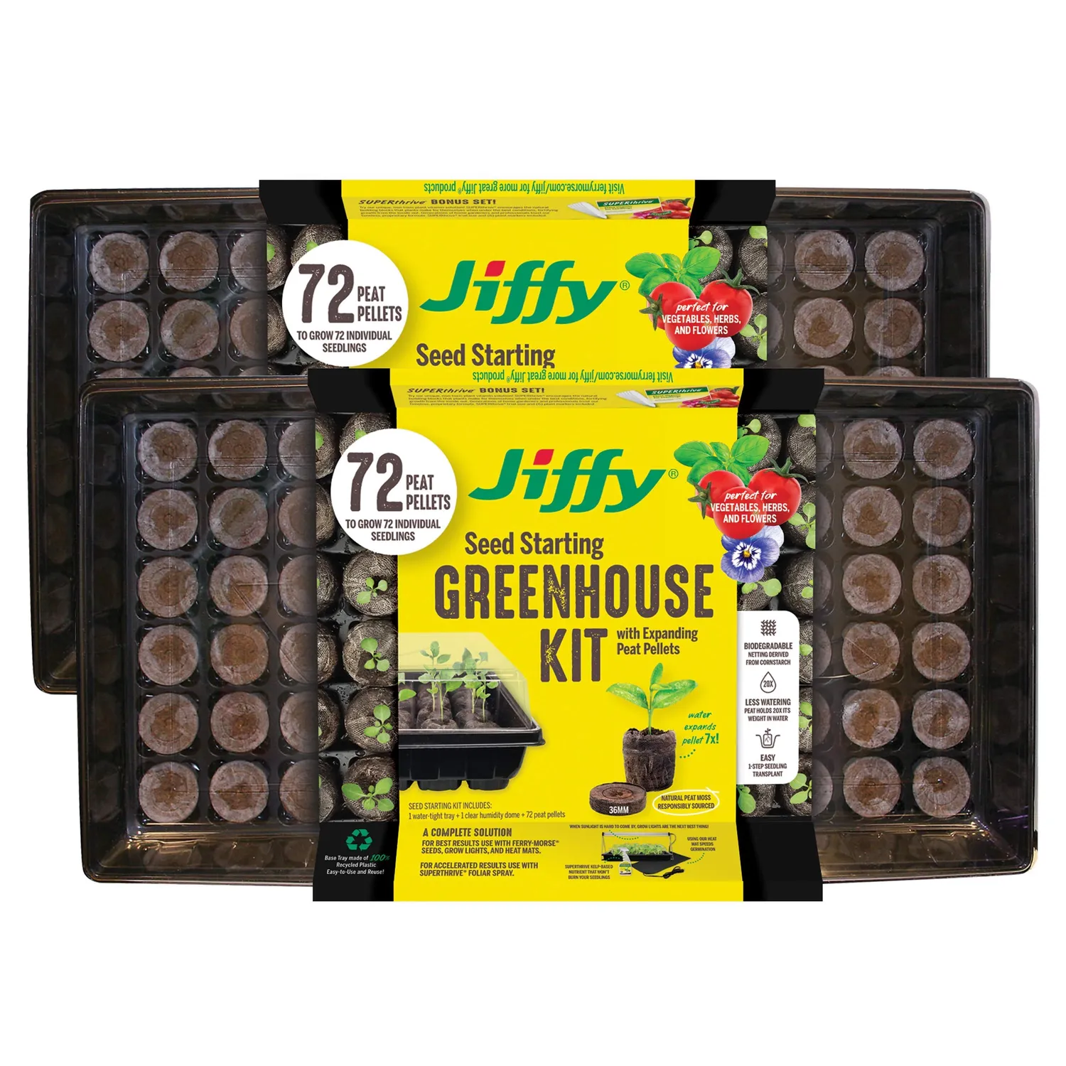 Ferry Morse Jiffy 72 Cell Greenhouse Tray Kit 2 Pack
