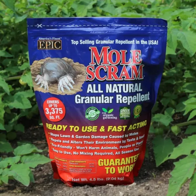 Pinetree Mole Scram Mole Repellent Granules, 4.5 lb, Organic